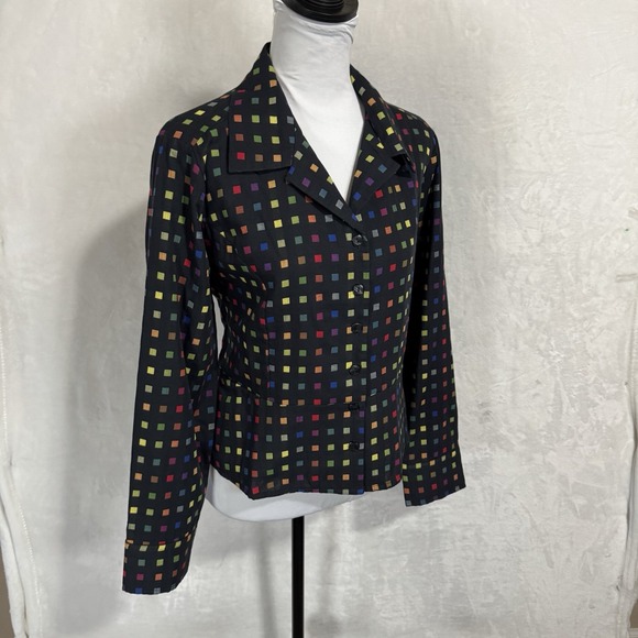 Y2K Christopher & Banks Rainbow Peplum Button Down Top Size L‎ P Cropped Teacher - Picture 5 of 15